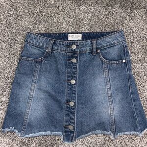 Blank Paige Button-Front Blue Denim A-Line Mini Skirt
